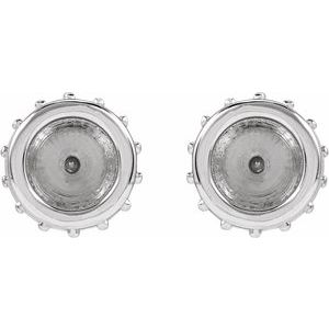 14K White Gold 4.8 mm Round Bezel-Set Hidden Halo-Style Stud Earring Mounting – image 2