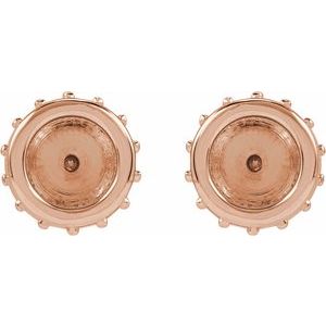14K Rose Gold 5.2 mm Round Bezel-Set Hidden Halo-Style Stud Earring Mounting – image 2