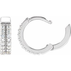14K White Gold 1/4 CTW Natural Diamond Double-Row 12 mm Hoop Earrings – image 3