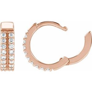 14K Rose Gold 1/4 CTW Natural Diamond Double-Row 12 mm Hoop Earrings