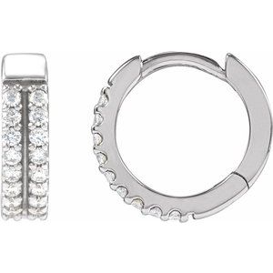 14K Rose Gold 1/5 CTW Lab-Grown Diamond Double-Row 10 mm Hoop Earrings