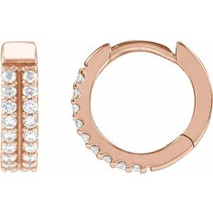 14K Rose Gold 1/4 CTW Natural Diamond Double-Row 12 mm Hoop Earrings