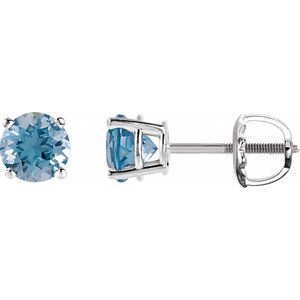 14K White Gold 6 mm Natural Aquamarine Earrings