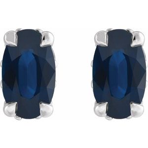 14K White Gold Lab-Grown Blue Sapphire & .06 CTW Natural Diamond Hidden Halo-Style Stud Earrings – image 2