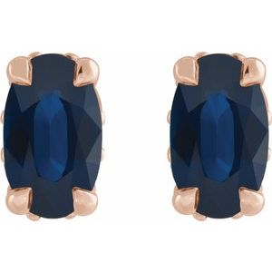 14K Rose Gold Lab-Grown Blue Sapphire & .06 CTW Natural Diamond Hidden Halo-Style Stud Earrings – image 2