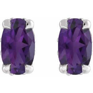 Platinum Natural Amethyst & .06 CTW Natural Diamond Hidden Halo-Style Stud Earrings – image 2