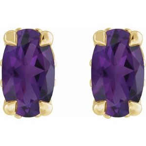 14K Yellow Gold Natural Amethyst & .06 CTW Natural Diamond Hidden Halo-Style Stud Earrings – image 2