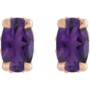 14K Rose Gold Natural Amethyst & .06 CTW Natural Diamond Hidden Halo-Style Stud Earrings – image 2