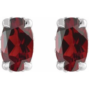 14K White Gold Natural Mozambique Garnet & .06 CTW Natural Diamond Hidden Halo-Style Stud Earrings – image 2