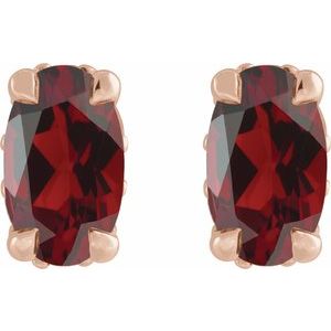 14K Rose Gold Natural Mozambique Garnet & .06 CTW Natural Diamond Hidden Halo-Style Stud Earrings – image 2
