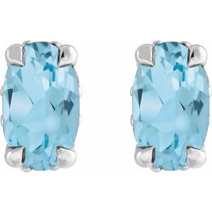 Sterling Silver Natural Sky Blue Topaz & .06 CTW Natural Diamond Hidden Halo-Style Stud Earrings – image 2