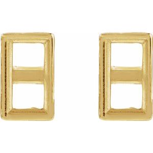 14K Yellow Gold 4x2 mm Straight Baguette Press Fit Back Earring Mounting – image 2