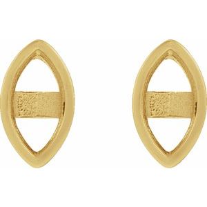 14K Yellow Gold 4x2 mm Marquise Press Fit Back Stud Earring Mounting – image 2
