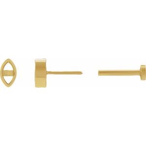 14K Yellow Gold 4x2 mm Marquise Press Fit Back Stud Earring Mounting – image 3
