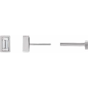 14K White Gold 1/8 CT Natural Diamond Stud Earring – image 3