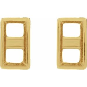 14K Yellow Gold 3.5x1.75 mm Straight Baguette Bezel-Set Earring Mounting – image 2