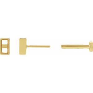 14K Yellow Gold 3.5x1.75 mm Straight Baguette Bezel-Set Earring Mounting – image 3
