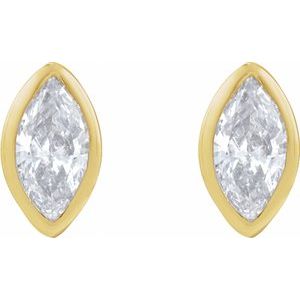 14K Yellow Gold .05 CT Natural Diamond Press Fit Back Stud Earring – image 2
