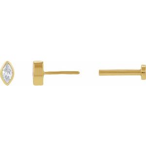 14K Yellow Gold .05 CT Natural Diamond Press Fit Back Stud Earring – image 3