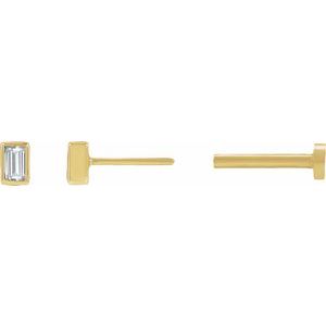 14K Yellow Gold .03 CT Natural Diamond Stud Earring – image 3