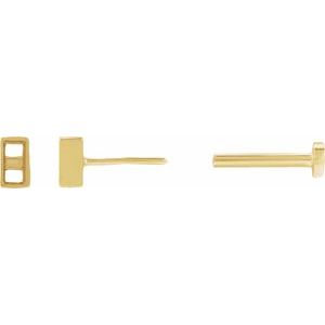 14K Yellow Gold 3x1.5 mm Straight Baguette Bezel-Set Earring Mounting – image 3