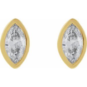 14K Yellow Gold .07 CT Natural Diamond Press Fit Back Stud Earring – image 2
