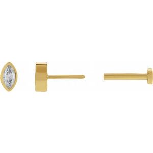 14K Yellow Gold .07 CT Natural Diamond Press Fit Back Stud Earring – image 3