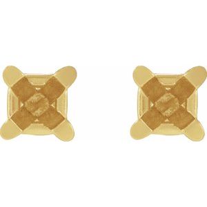 14K Yellow Gold 2 mm Square 4-Prong Lightweight Earring Mounting – image 2