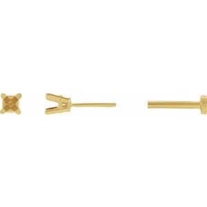 14K Yellow Gold 2 mm Square 4-Prong Lightweight Earring Mounting – image 3
