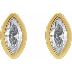 14K Yellow Gold .02 CT Natural Diamond Press Fit Back Stud Earring