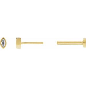 14K Yellow Gold .02 CT Natural Diamond Press Fit Back Stud Earring – image 3