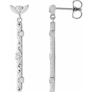 14K White Gold 1/8 CTW Natural Diamond Vintage-Inspired Earrings
