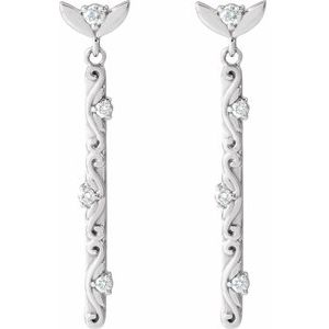 14K White Gold 1/8 CTW Natural Diamond Vintage-Inspired Earrings – image 2