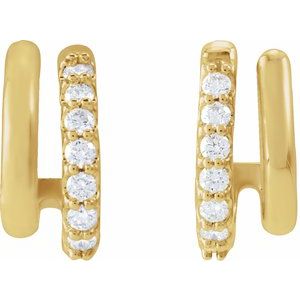 14K Yellow Gold 1/5 CTW Natural Diamond Stacked 11.7 mm Hoop Double J-Earrings – image 3