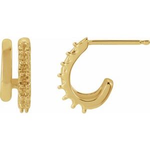 14K Yellow Gold Accented Stacked Right 11.7 mm Double J-Hoop Earring Mounting