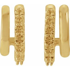 14K Yellow Gold Accented Stacked Right 11.7 mm Double J-Hoop Earring Mounting – image 2