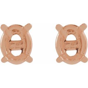 14K Rose Gold 4x3 mm Oval 4-Prong Earring Mounting