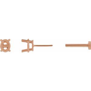 14K Rose Gold 4x3 mm Oval 4-Prong Earring Mounting – image 3
