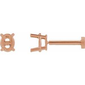 14K Rose Gold 4x3 mm Oval 4-Prong Earring Mounting