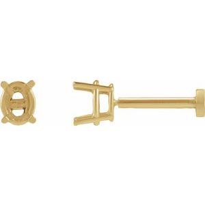 14K Yellow Gold 4x3 mm Oval 4-Prong Earring Mounting