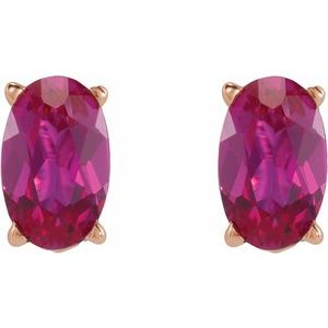 14K Rose Gold 5x3 mm  Natural Ruby Earring – image 2