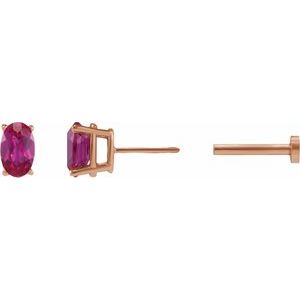 14K Rose Gold 5x3 mm  Natural Ruby Earring – image 3
