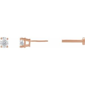 14K Rose Gold 1/10 CT Natural Diamond Earring – image 3