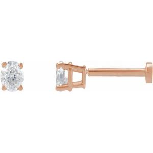 14K Rose Gold 1/10 CT Natural Diamond Earring