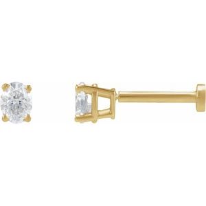 14K Yellow Gold 1/10 CT Natural Diamond Earring