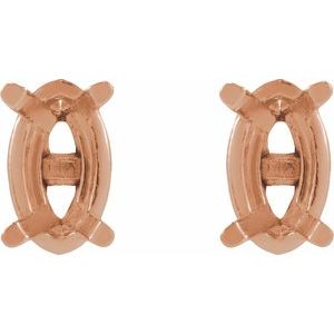 14K Rose Gold 5x3 mm Oval 4-Prong Earring Mounting – image 2