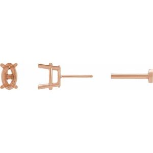 14K Rose Gold 5x3 mm Oval 4-Prong Earring Mounting