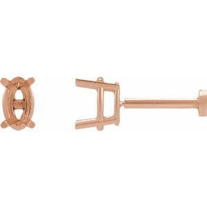 14K Rose Gold 5x3 mm Oval 4-Prong Earring Mounting