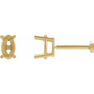 14K Yellow Gold 5x3 mm Oval 4-Prong Earring Mounting
