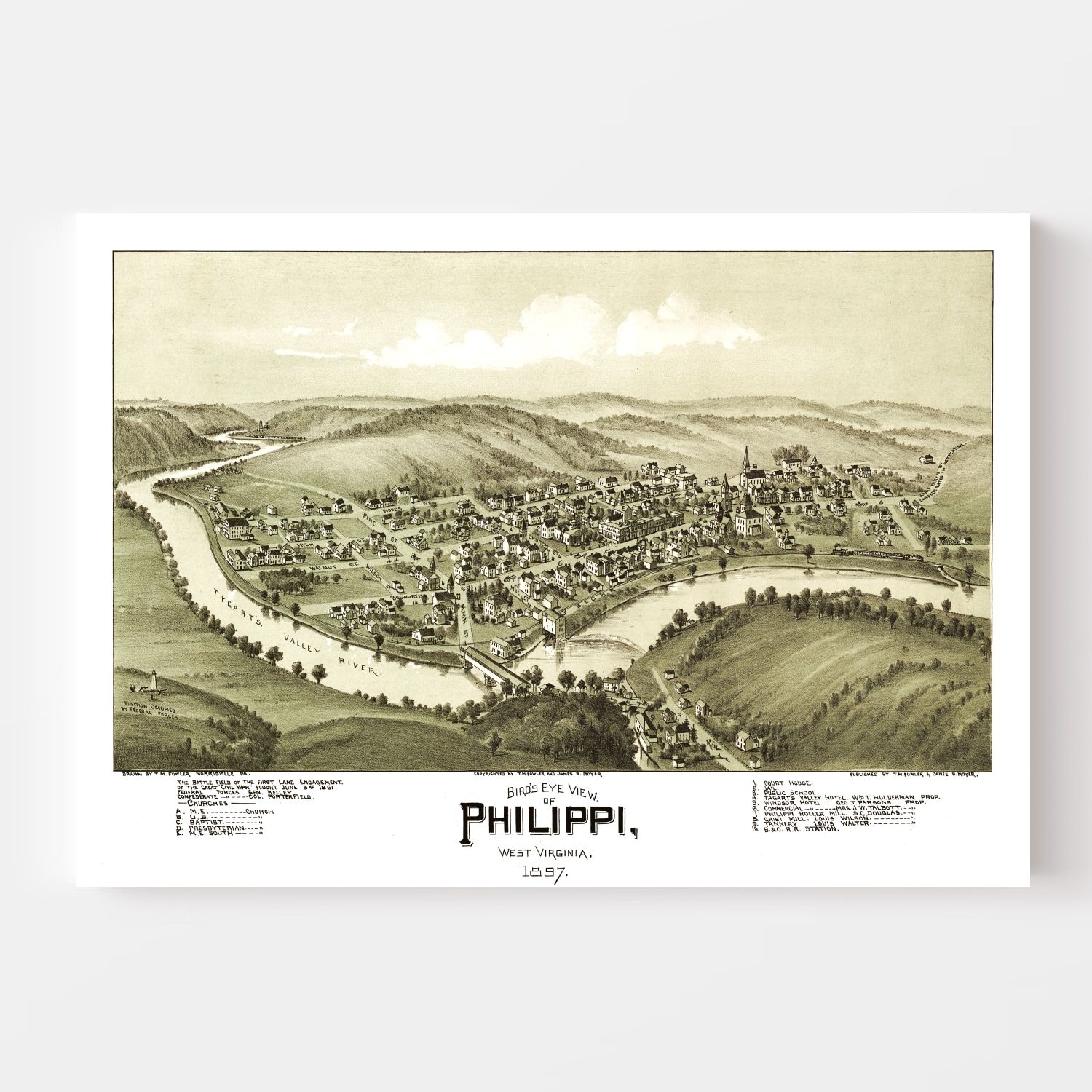 Vintage Map of Phillippi, West Virginia 1897